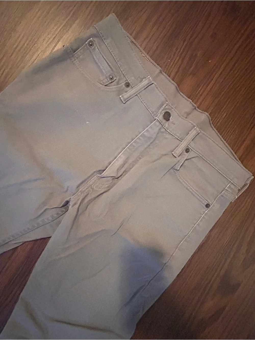 Levi's gray straight jeans with tan leather patch 33 x 32